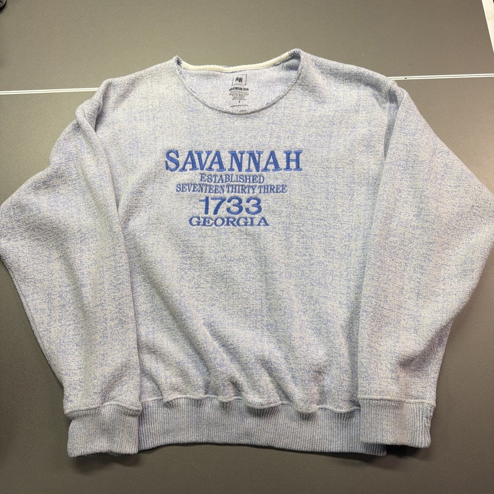 Blue RW Bagwear 1733 Georgia crewneck sweatshirt with Savannah Women Large